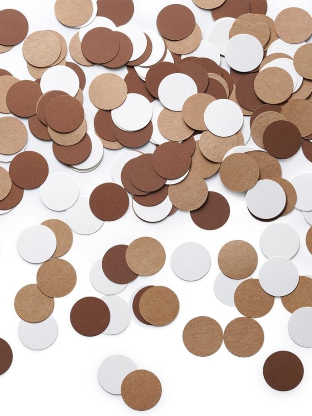 Brown Kraft Tan and Ivory Cream Paper Confetti, 1.2 inch, 200pc